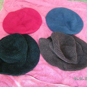 2 knit  berets and 2knit  hats